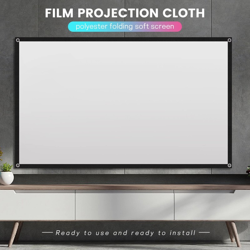 Portable Projector Screen for Home Theater Outdoor HD White Foldable