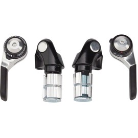 Microshift Bar End Shifter Set, 9-Speed Road, Double/Triple, Shimano Compatible, Silver