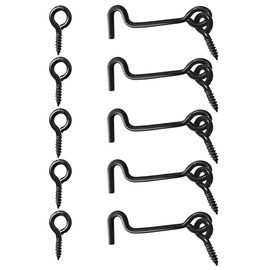 Sdstone Carbon Steel Storage Hook (5PCS, 2.5 inch), Rust Resistant Cabin Hook and Eye Latch for Door, Window, Shed, Closet, Gate, Cabinet