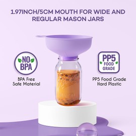 Wide Mouth Kitchen Funnel, Pisol Food Grade Plastic Cooking Preservation Funnel with 4 Sizes Spouts for Filling Wide and Regular Mason Jars, Spices, Shampoo