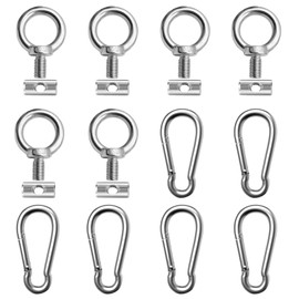 Stopper for Piping Rail, Pack of 6 Piping Strip Hooks, Awning Stopper, Stainless Steel, 4 mm Piping Stopper with 6 Carabiners, Stainless Steel Piping Stoppers, for Piping Rail Caravan Motorhome