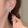 IRCOMULTI Boho Silver Crystal Bow Ear Jacket Earrings Rhinestone Bow