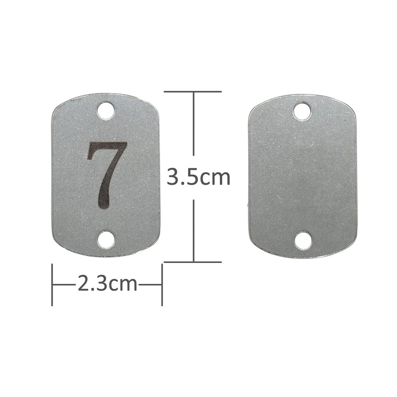 Rectangular Stainless Steel Numbered Tags Key Tags with Two Holes