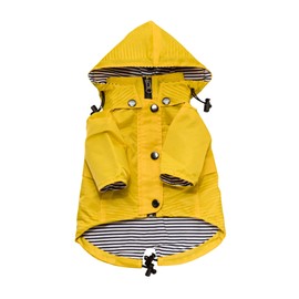 Rainy Day Dog Raincoat with Reflective Buttons, Pockets, Rain/Water Resistant, Adjustable Drawstring, Removable Hoodie - Multiple Colors - Sizes XS to XXL - Stylish Dog Raincoats by Ellie Dog Wear (XXS, Yellow)