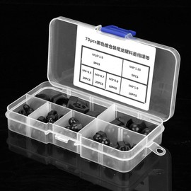 Acorn Nut, 70pcs M3/M4/M5/M6/M8/M10 Nylon Acorn Nut Kit Dome Head Cap Hex Nuts Head Bolts Acorn Hex Nut(black)