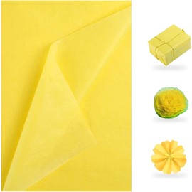 NALER Thin Leaf Paper Wrapping Paper, For Crafts, Present, Paper Art, Wrapping, 13.8 x 19.7 inches (35 x 50 cm), Yellow, 60 Sheets