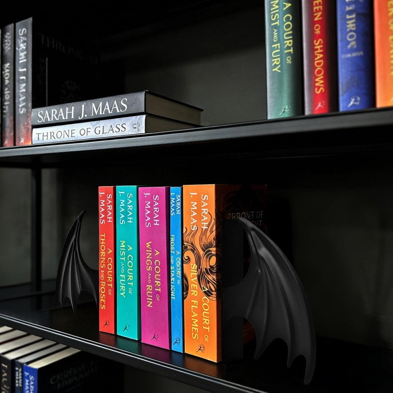 Metal Dragon Wing Bookends – Gothic Fantasy Book Holder Set,