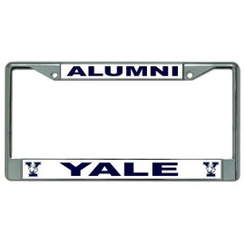 YALE ALUMNI WHITE METAL CAR LICENSE PLATE FRAME MADE IN USA
