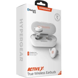HyperGear Hyper Gear Active True Wireless White Earbuds Portable Charging Case Brand New