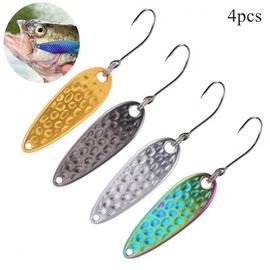 OriGlam 4pcs Fishing Lure Fishing Spoons, Fishing Pike Trout Lures Spoons Spinners, Metal Lures Fishing Spinners Hard Baits for Bass Trout Pike Fishing