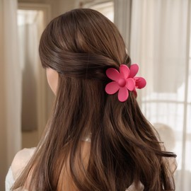 Rannyrena Large Hair Claw Clips Set for Women Thin Thick Curly Hair Multi-Styles Matte Non-slip Hair Clips Strong Hold Hair Accessories (Hot Pink)