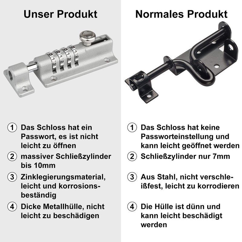 Gate Latch with Combination Lock, [Weatherproof] Spopal 120 mm 4-Digit