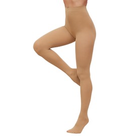 Almoony Tights For Women 80D Soft Semi Opaque Solid Color High Waist Tights Stretchy Pantyhose For Women Suntan M