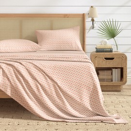 Vintage Comfort 4 Piece King Sheet Set - Coral Coastal Print Microfiber Bed Sheets | Ultra-Soft, Stain & Fade Resistant, All-Season Bedding Sheets & Pillowcases (Scallop Shell - Coral)