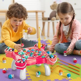 Fishing Games for Kids, 70 pcs Magnetic Fishing Table Toys Game for Toddlers Kids Boys Girls Ages 3-5 4-8, Toddlers Travel Party Rotating Board Toys with Sound, Christmas Birthday Gift for Boys Kids