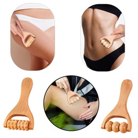 2 Stück Massageroller Holz Triggerpunktroller Körper Gesichtsroller mit Griff Beine, Hände Gesichtsmassager Körper Massage Gesicht Hals Anti-Cellulite für Massage-Tool Gua Sha Scraping