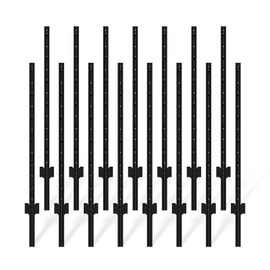 FOREHOGAR Metal Fence Post 4 Feet Black, Pack of 15, T Post for Wire Fence, No Dig Steel U Post Fencing for Lawn Garden Wire Mesh Fence Poles Sign Outdoor Light Duty