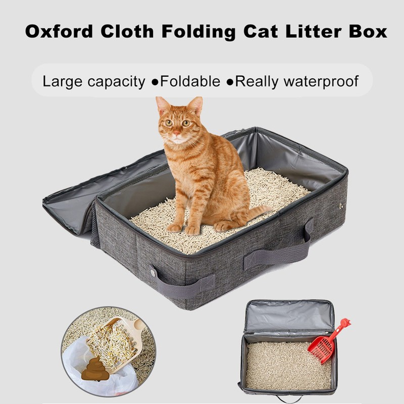 Portable Cat Travel Litter Box for Cats in Car Odor