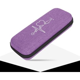 Bolsa de almacenamiento de estetoscopio, caja de bolsa de almacenamiento de viaje de eva de estetoscopio multifuncional Caja con bolsillo de malla para protección de estetoscopio(Púrpura)