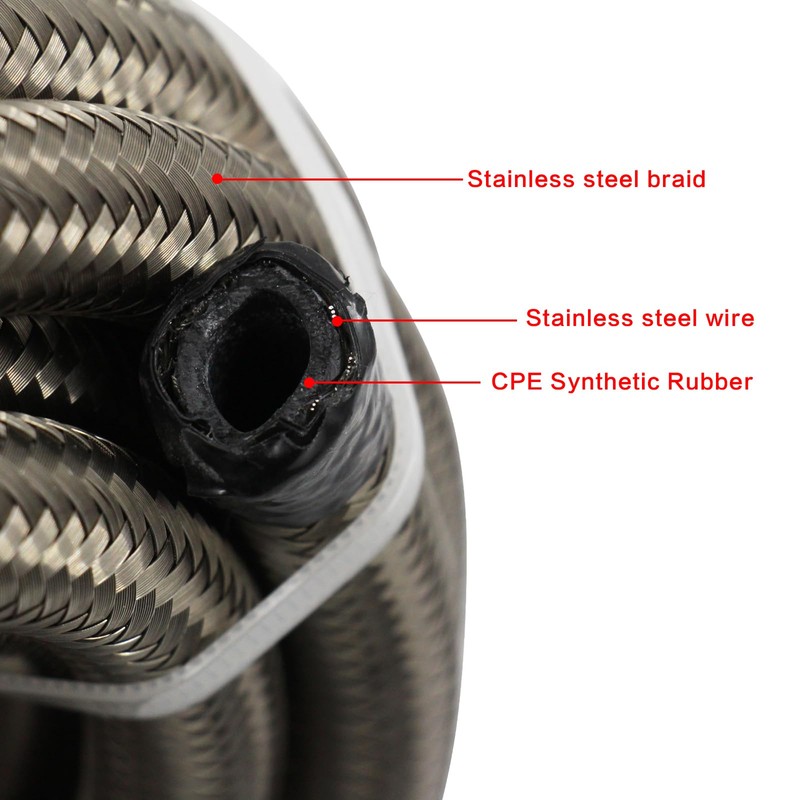 10AN 20FT Fuel Line Hose Kit with Fitting, Stainless Steel