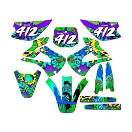 2001-2013 w/UFO FENDERS KX 100 Zany Green Senge Graphics Complete Kit with Rider I.D. Compatible with Kawasaki