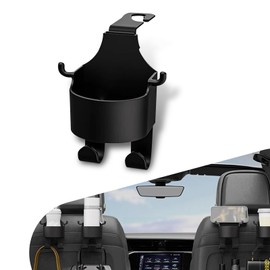 Nowkont 1 Pack 3 in 1 Car Seat Headrest Hook, Multifunctional Automotive Storage Hook for Umbrella Key Handbag, Waterproof Durable Vehicle Cup Holder, Universal for Most Cars (Black)