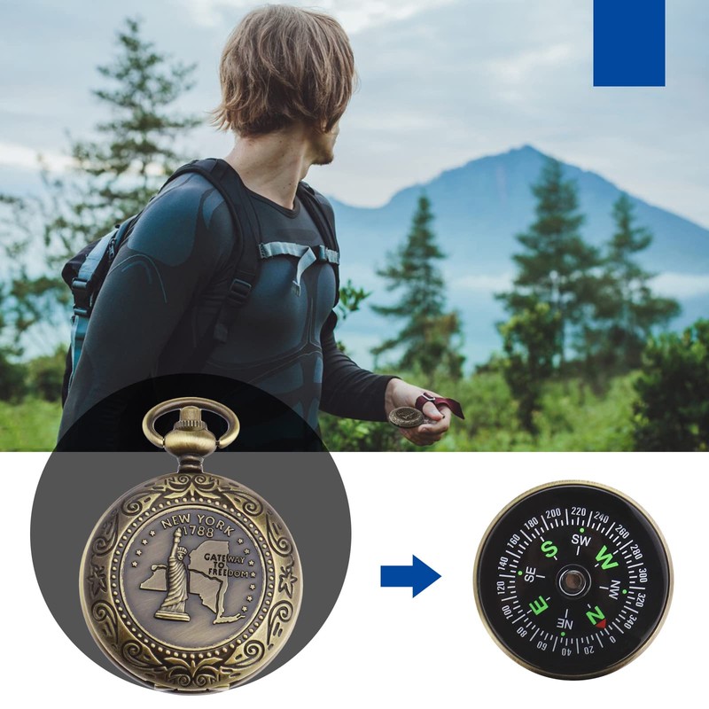 eMagTech Retro Style Portable Camping Survival Compass Metal Pocket Compass