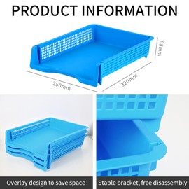 UNWAAT 7 Tier Bright Colors Stackable Plastic Paper Trays for Classroom Desk Letter Organizer Tray Colorful Storage Baskets for Classroom, Office and Home Organization and Storage