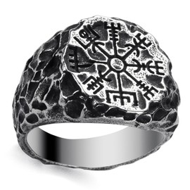 WESTMIAJW Viking Ring Men Norse Viking Compass Rings Jewellery for Men Size Y