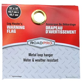 RoadPro 1818L Log Truck Haulers Safety Flag 18x18 w/ Sewn-In Metal Hanger - Red