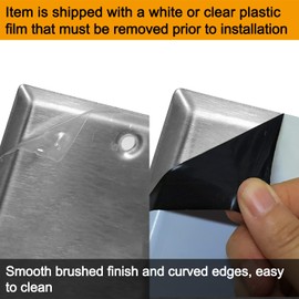 [2 Pack] BESTTEN 3-Gang Combination Metal Wall Plate with Ｗhite or Clear Plastic Film, 2-Decorator/1-Blank, Corrosion-Resistant Stainless Steel Outlet and Switch Cover, Brushed Finish