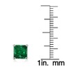 Sterling Silver Created Emerald 7mm Square Stud Earrings