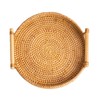 Hand Woven Round Rattan Serving Tray Bread Fruit Dessert Snack