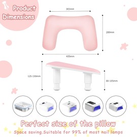 Arm Rest for Nails Tech, U-shaped Adjustable Nail Armrest,Large Microfiber PU Leather Hand Rest Pillow for Nails Tech,Manicurists(Pink)