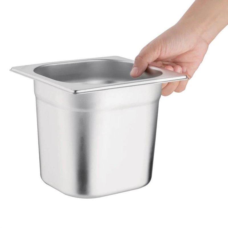 Vogue k992 stainless steel catering 1/6 container, 2.2 l capacity,