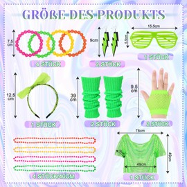 GADITIEK 80s Outfit Women's Festival Rave 90s, Malle Accessories, Schlager Mallorca Party Costume Neon, Bad Taste 80s Clothing Mesh Shirt Theme Party, 2000s Mesh Top, Aerobic Top (Green)
