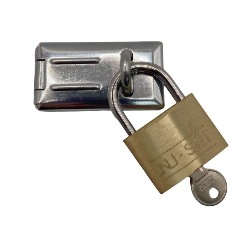 NU-SET 2701-3 Single Hinged Steel Hasp with Rolled Edges, Gray