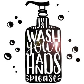 Vinyl Wall Decal Bathroom Art Wash Your Hands Hygiene Words Stickers Mural Large Decor (g3395) Black