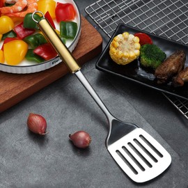 Berglander Spatula, Stainless Steel Gold Handle Slotted Turner, Golden Handle Spatulas With Titanium Plating, Spatula For Cooking, Kitchen Spatulas, Barbeque Turner, Spatulas For BBQ (Gold Handle)