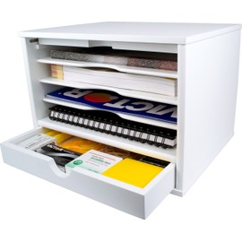 Victor Pure White Desktop Organizer, 10.9" x 12.8" x 10.6"