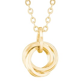 Classy 14K Yellow Gold-Filled Simple Love Knot Circle Pendant Necklace with 18 Inch Chain Elegant Designer Jewelry Gift Idea for Women