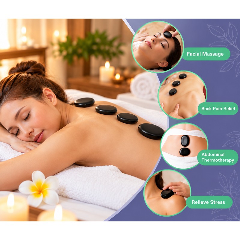 Hot Stone Massage Set for Neck & Back – 20-Piece