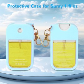 Protective Case Compatible with Touchland Hand Sanitizer Spray – Silicone Case with Keychain for Power Mist and Glow Mist 1 fl oz（30 ml） , Hydrating Hand Sanitizer Accessory for 1 fl oz Spray(Blue)
