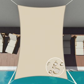 Patio Paradise 12' x 12' Sun Shade Sail Waterproof Beige Rectangle Shade Canopy UV Block Tarp Cloth Outdoor Patio Cover for Garden Backyard Deck Awning