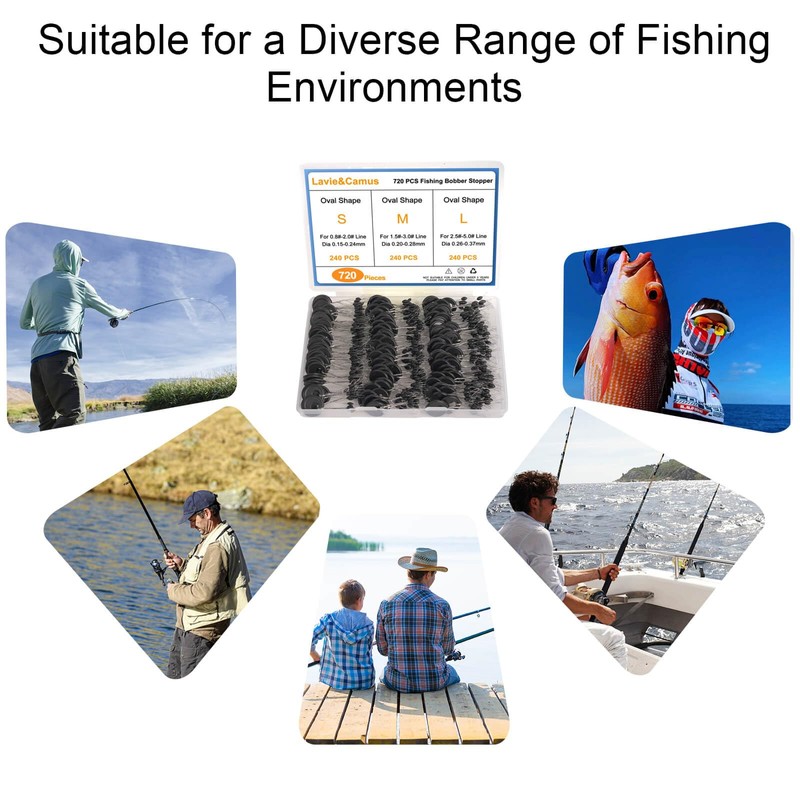 Lavie&Camus 720PCS Fishing Bobber Stopper, Oval Floats Sinker Stops, 6