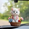 2D Flat Whimsical Angel Cat Acrylic Pendant - Car Mirror
