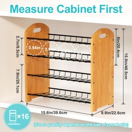 Msoesticc.dl 4 Tier Water Bottle Organizer, Stackable Bamboo Water Bottle Holder, Water Bottle Storage Rack Tumbler Travel Mug Cup Organizer for Kitchen Cabinet Countertop Pantry (Black)