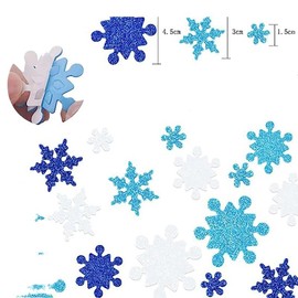 100 Pcs Glitter Snowflake Confetti Party Table Scatter Confetti Foam Stickers Self-Adhesive Winter Snowflake Stickers Decals for Christmas Party Decoration,DIY Craft
