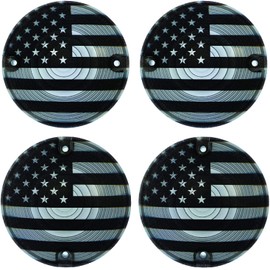 Kustom Cycle Parts American Flag Design Black Smoked 3 1/4" Touring OEM Flat Turn Signal Lenses for Harley Davidsons. Electra Glides, Softails, Road Kings, Road Glides. (2 Front and 2 Rear Covers)