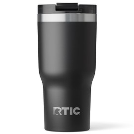 RTIC 20oz Essential Tumbler with Lid, Insulated, Stainless Steel, Metal, Double Wall Vacuum-Insulation, Ceramic Lined, Travel Cup for Iced Coffee, Tea, Hot and Cold Drink, Black